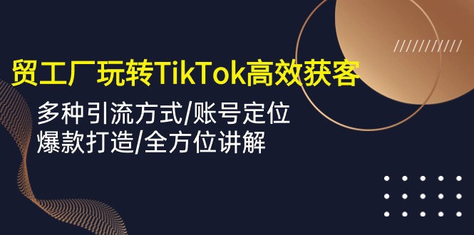 （10302期）外贸工厂玩转TikTok高效获客，多种引流方式/账号定位/爆款打造/全方位讲解-副业网