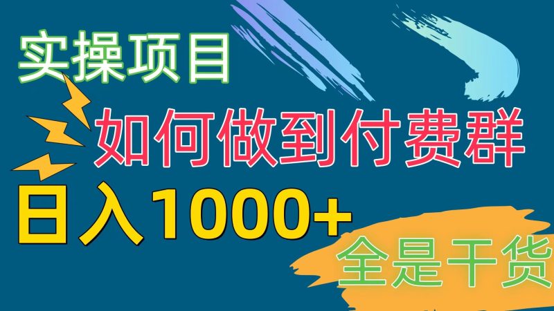 （10303期）[实操项目]付费群赛道，日入1000+-副业网