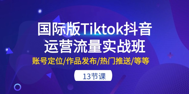 （10712期）国际版Tiktok抖音运营流量实战班：账号定位/作品发布/热门推送/等等-13节-副业网