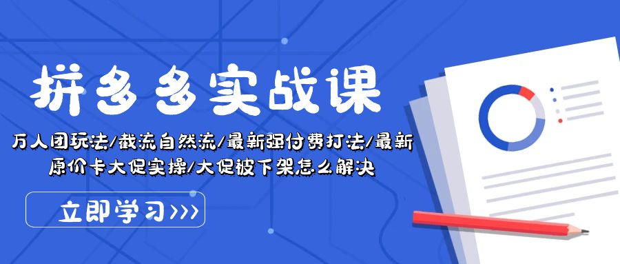 图片[1]-（10865期）拼多多·实战课：万人团玩法/截流自然流/最新强付费打法/最新原价卡大促..-副业网