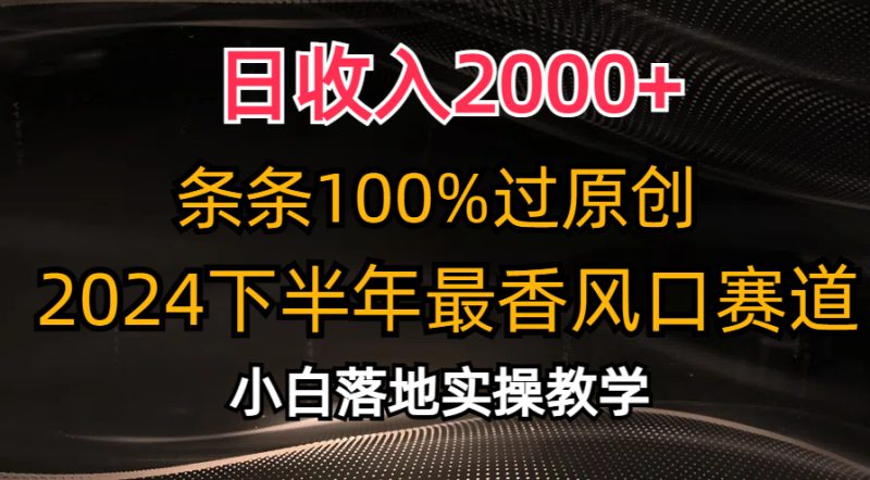 （10951期）日收入2000+，条条100%过原创，2024下半年最香风口赛道，小白轻松上手-副业网