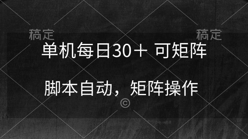 （10100期）单机每日30＋ 可矩阵，脚本自动 稳定躺赚-副业城