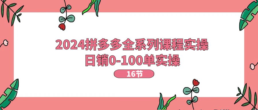 图片[1]-（11222期）2024拼多多全系列课程实操，日销0-100单实操【16节课】-副业网