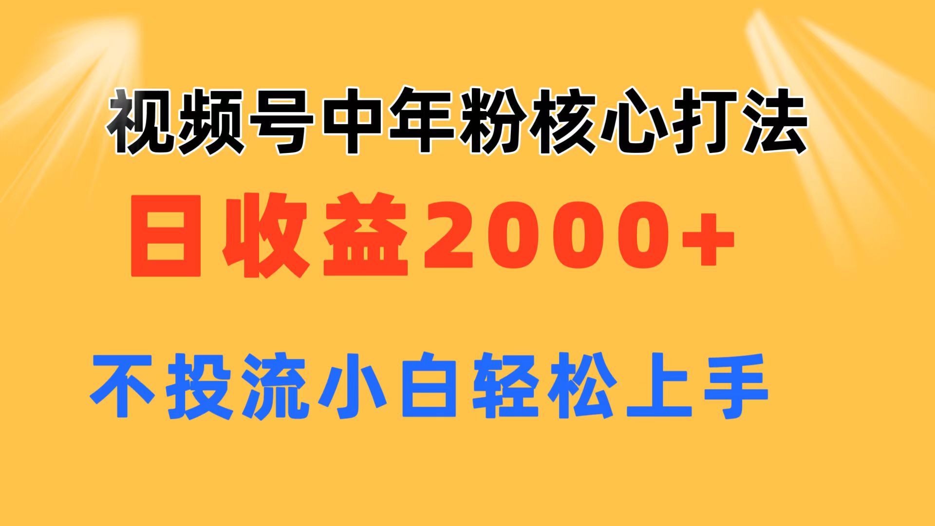 图片[1]-（11205期）视频号中年粉核心玩法 日收益2000+ 不投流小白轻松上手-副业网