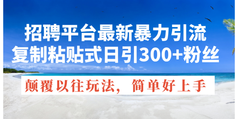 （11538期）招聘平台最新暴力引流，复制粘贴式日引300+粉丝，颠覆以往垃圾玩法，简…-副业网