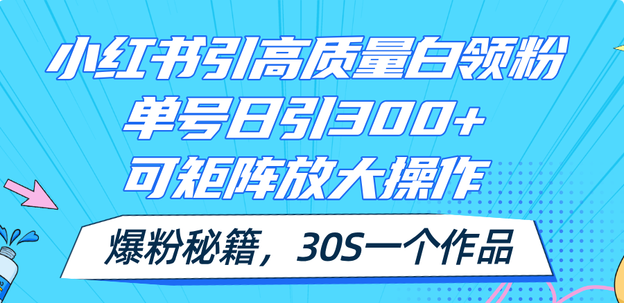 图片[1]-（11692期）小红书引高质量白领粉，单号日引300+，可放大操作，爆粉秘籍！30s一个作品-副业网