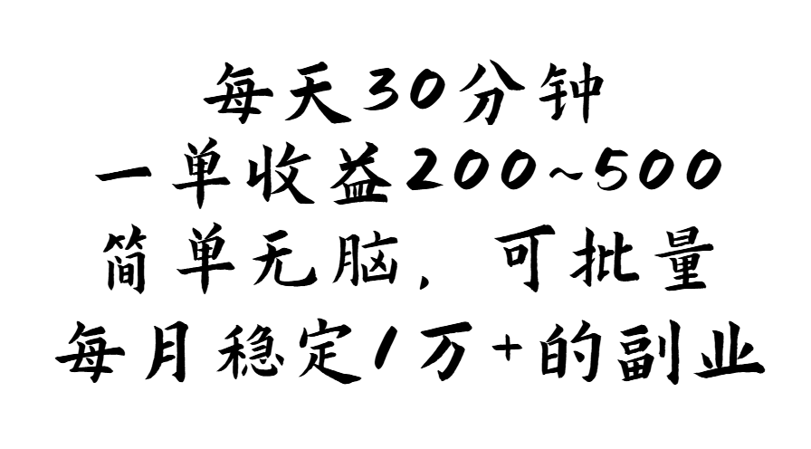 图片[1]-（11764期）每天30分钟，一单收益200~500，简单无脑，可批量放大，每月稳定1万+的…-副业网