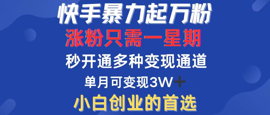 图片[1]-（12651期）快手暴力起万粉，涨粉只需一星期，多种变现模式，直接秒开万合，小白创…-副业网