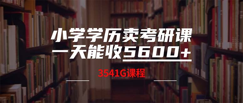 （12556期）小学学历卖考研课程，一天收5600（附3580G考研合集）-副业网