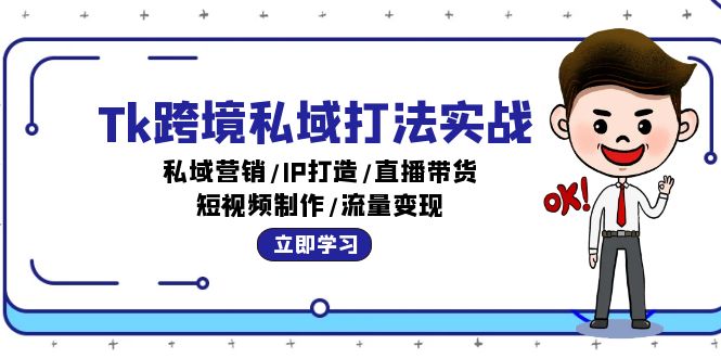 （12598期）Tk跨境私域打法实战：私域营销/IP打造/直播带货/短视频制作/流量变现-副业网
