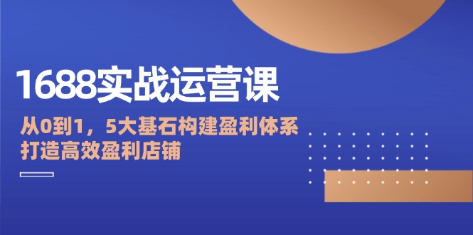 （12482期）1688实战运营课：从0到1，5大基石构建盈利体系，打造高效盈利店铺-副业网