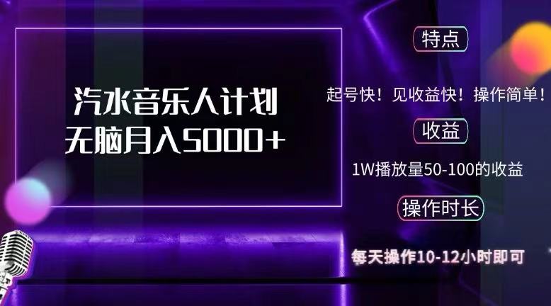 （12429期）抖音汽水音乐人计划无脑月入5000+-副业网