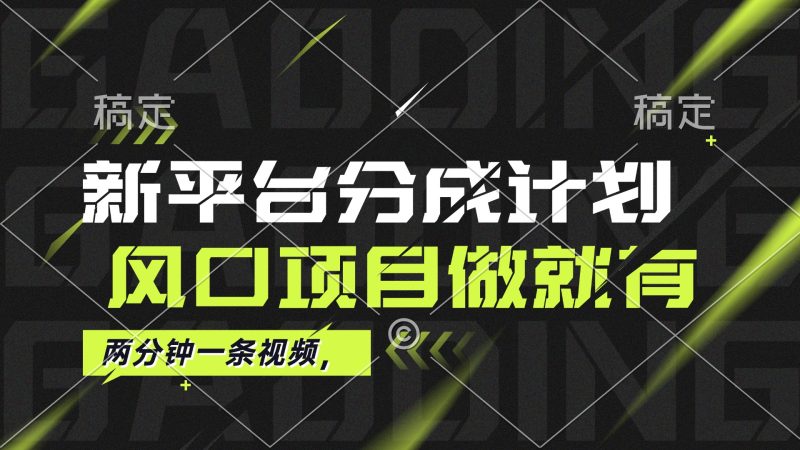（12442期）最新平台分成计划，风口项目，单号月入10000+-副业网