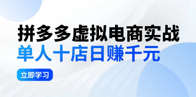 （12326期）拼多多虚拟电商实战：单人10店日赚千元，深耕老项目，稳定盈利不求风口-副业网
