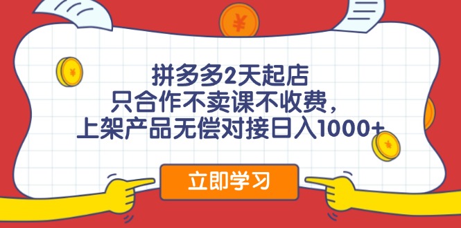 （12356期）拼多多0成本开店，只合作不卖课不收费，0成本尝试，日赚千元+-副业网