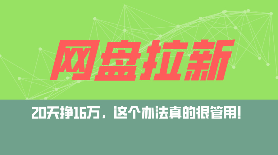 图片[1]-（12294期）网盘拉新+私域运营玩法，零基础入门，小白可操作，当天见效，日入5000+-副业网