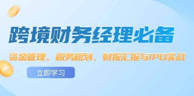 （12323期）跨境 财务经理必备：资金管理、税务规划、财报汇报与IPO实战-副业网