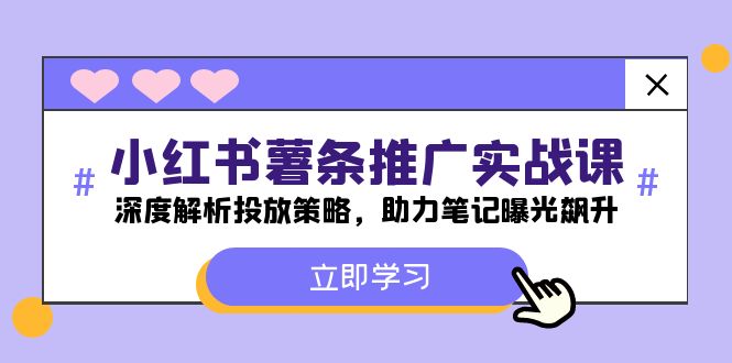(12289期)小红书-薯 条 推 广 实战课:深度解析投放策略,助力笔记曝光飙升-副业网