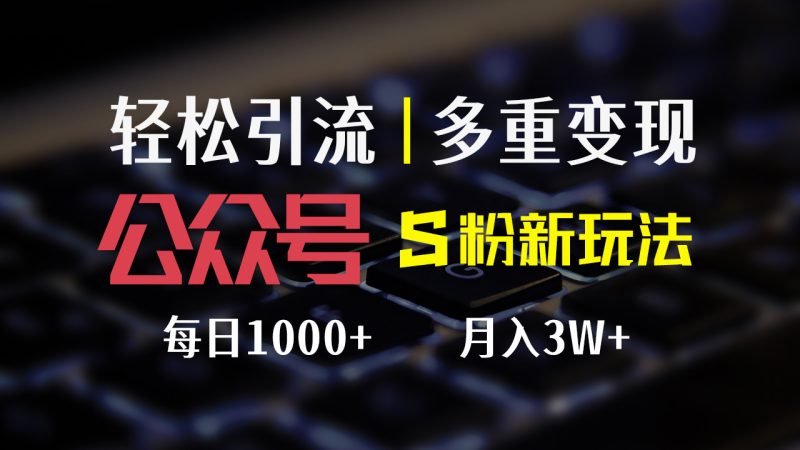 (12073期)公众号S粉新玩法,简单操作、多重变现,每日收益1000+-副业网
