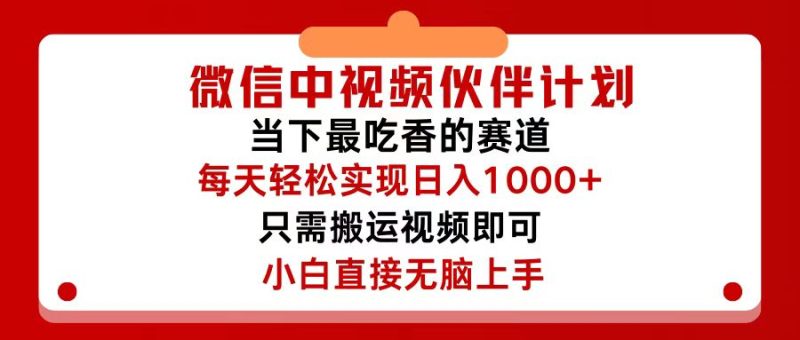 （12017期）微信中视频伙伴计划，仅靠搬运就能轻松实现日入500+，关键操作还简单，…-副业网