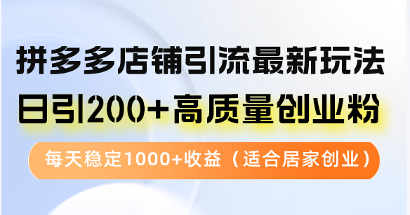 （12892期）拼多多店铺引流最新玩法，日引200+高质量创业粉，每天稳定1000+收益（…-副业网