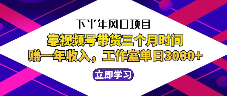 图片[1]-（12849期）下半年风口项目，靠视频号带货三个月时间赚一年收入，工作室实测单日3…-副业网