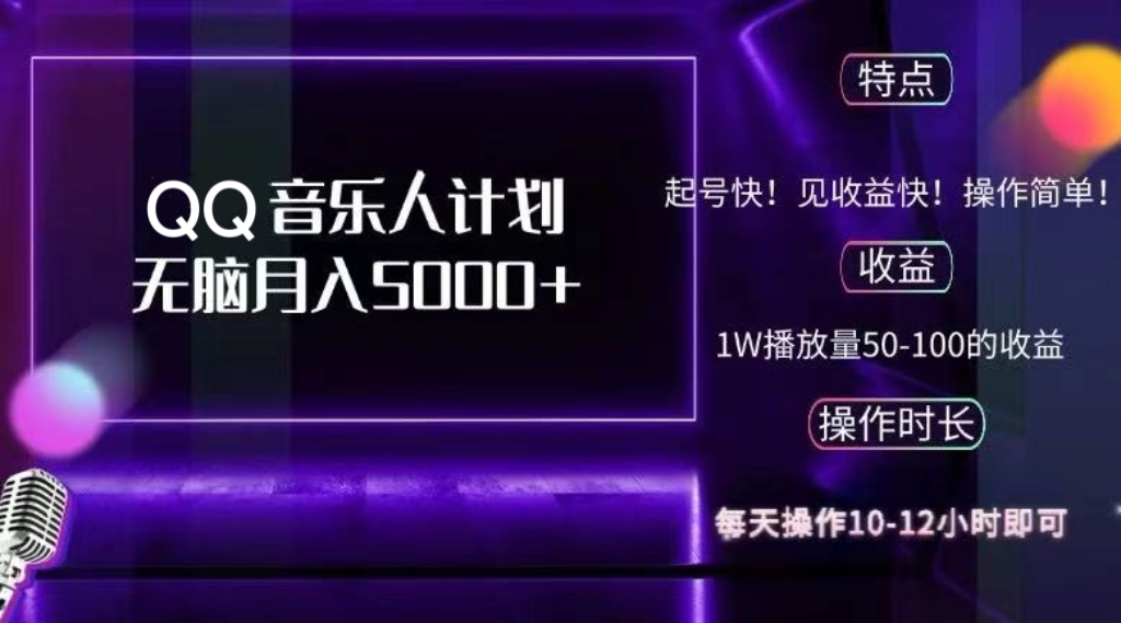 图片[1]-（12836期）2024 QQ音乐人计划，纯无脑操作，轻松月入5000+，可批量放大操作-副业网