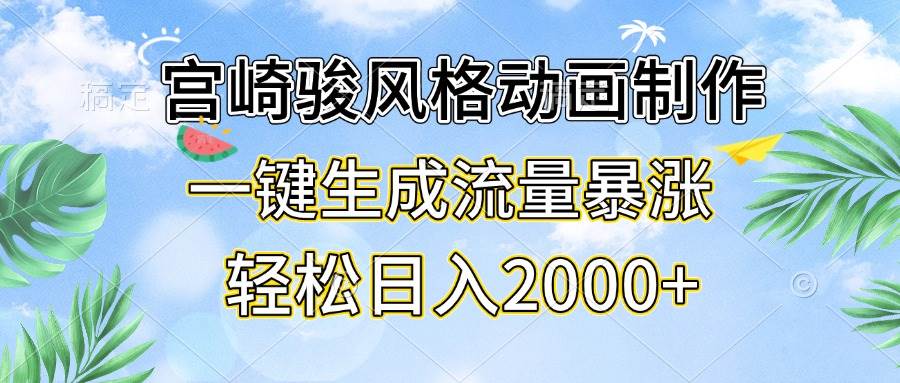 图片[1]-（13386期）宫崎骏风格动画制作，一键生成流量暴涨，轻松日入2000+-副业网