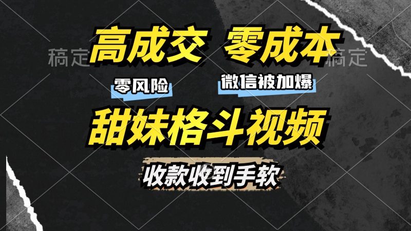 （13384期）高成交零成本，售卖甜妹格斗视频，谁发谁火，加爆微信，收款收到手软-副业网