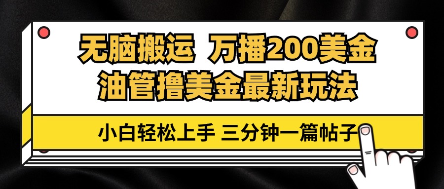 图片[1]-（13050期）油管无脑搬运撸美金玩法教学，万播200刀，三分钟一篇帖子，小白轻松上手-副业网
