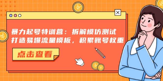 （13184期）暴力起号特训营：拆解模仿测试，打造易爆流量模板，积累账号权重-副业网