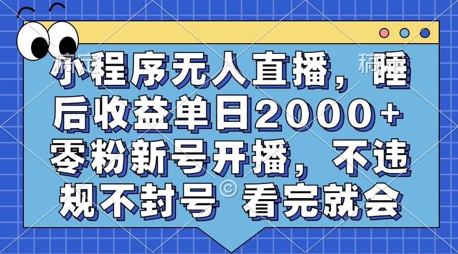 图片[1]-（13251期）小程序无人直播，睡后收益单日2000+ 零粉新号开播，不违规不封号 看完就会-副业网