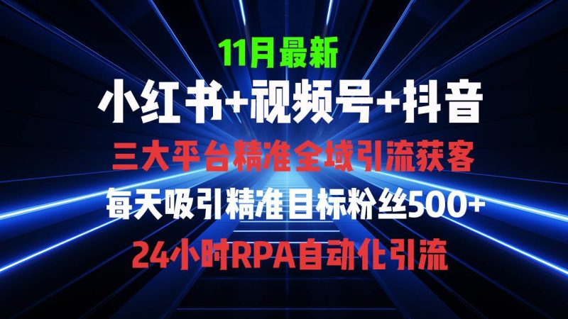 (13259期)全域多平台引流私域打法,小红书,视频号,抖音全自动获客,截流自…-副业网