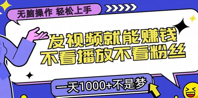 （13283期）无脑操作，只要发视频就能赚钱？不看播放不看粉丝，小白轻松上手，一天…-副业网