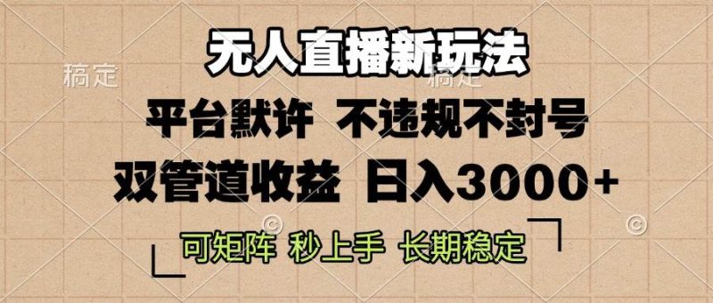 （13374期）0粉开播，无人直播新玩法，轻松日入3000+，不违规不封号，可矩阵，长期…-副业网