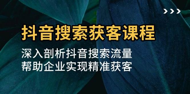 (13465期)抖音搜索获客课程:深入剖析抖音搜索流量,帮助企业实现精准获客-副业网