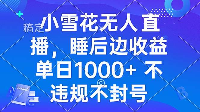 （13491期）小雪花无人直播 睡后收益单日1000+ 零粉丝新号开播 不违规 看完就会-副业网