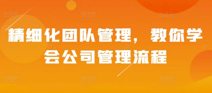 精细化团队管理，教你学会公司管理流程-副业城
