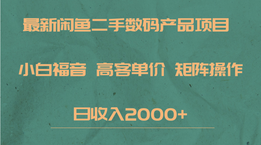 图片[1]-最新闲鱼二手数码赛道，小白福音，高客单价，矩阵操作，日收入2000+-副业网