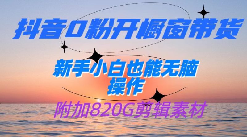 抖音0粉开橱窗带货，日入500+，新手小白也能无脑操作【附加820G剪辑资料】-副业网