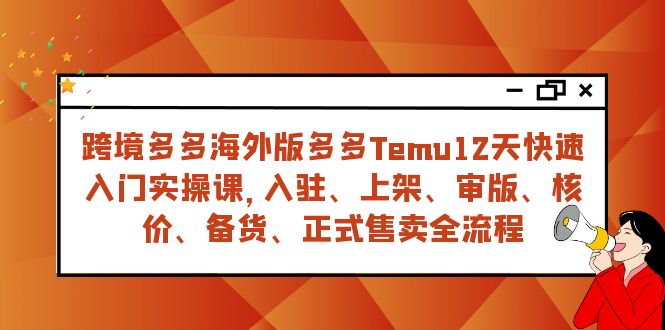 跨境多多海外版多多Temu12天快速入门实战课，从入驻 上架到正式售卖全流程-副业网
