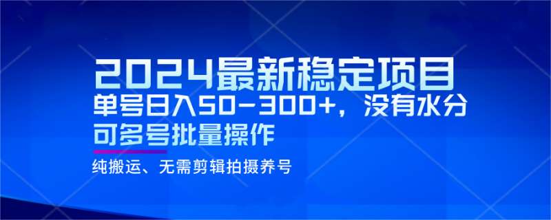 2024最新稳定风口项目，单号日入50-300+，没有水分 可多号批量操作-副业网