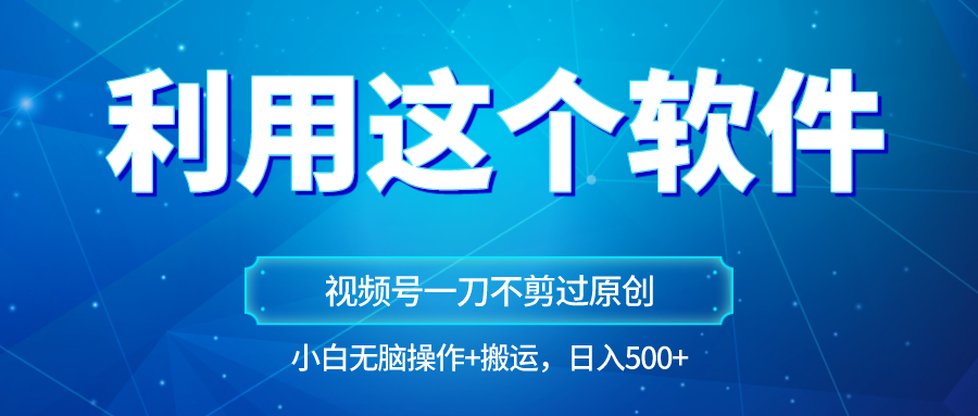 图片[1]-独家视频号原创玩法，用软件一刀不剪也能过原创，小白日入500+，无脑操作+直接搬运-副业网