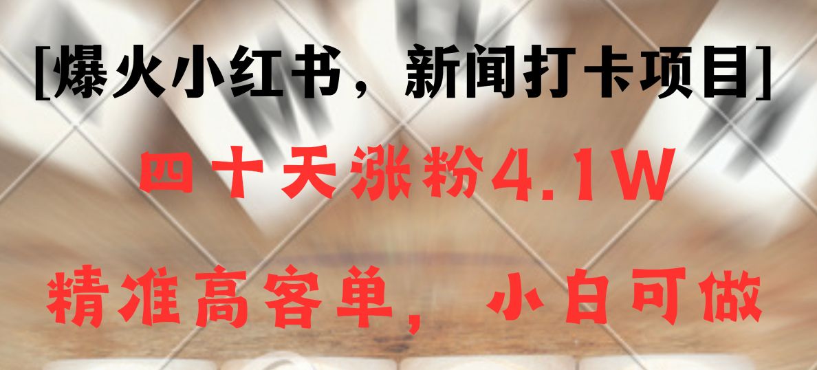 图片[1]-新闻打卡项目，小红书40天涨粉4.1w，高客单精准粉，变现能力超强-副业网