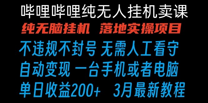 哔哩哔哩纯无脑挂机卖课 单号日收益200+ 手机就能做-副业网