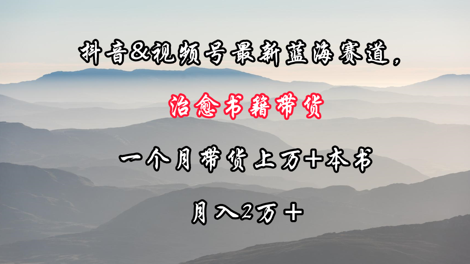 图片[1]-抖音&视频号最新蓝海赛道，治愈书籍带货，一个月带货上万+本书，月入2万＋-副业网