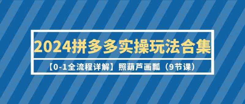 2024拼多多实操玩法合集【0-1全流程详解】照葫芦画瓢（9节课）-副业网
