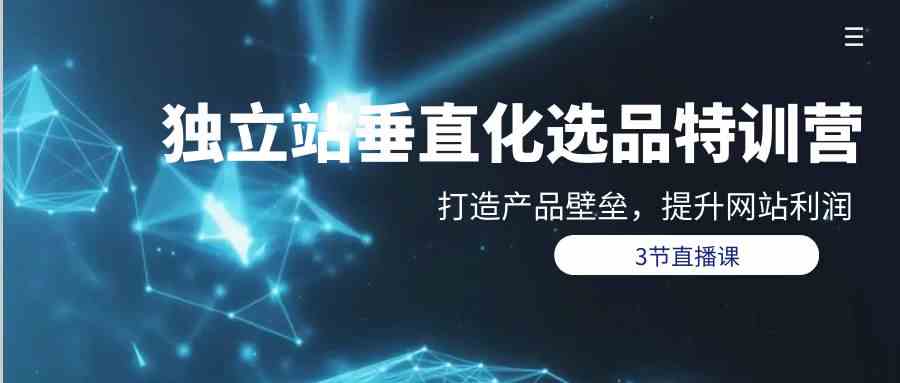 图片[1]-独立站垂直化选品训练营，打造产品壁垒，提升网站利润（3节直播课）-副业网