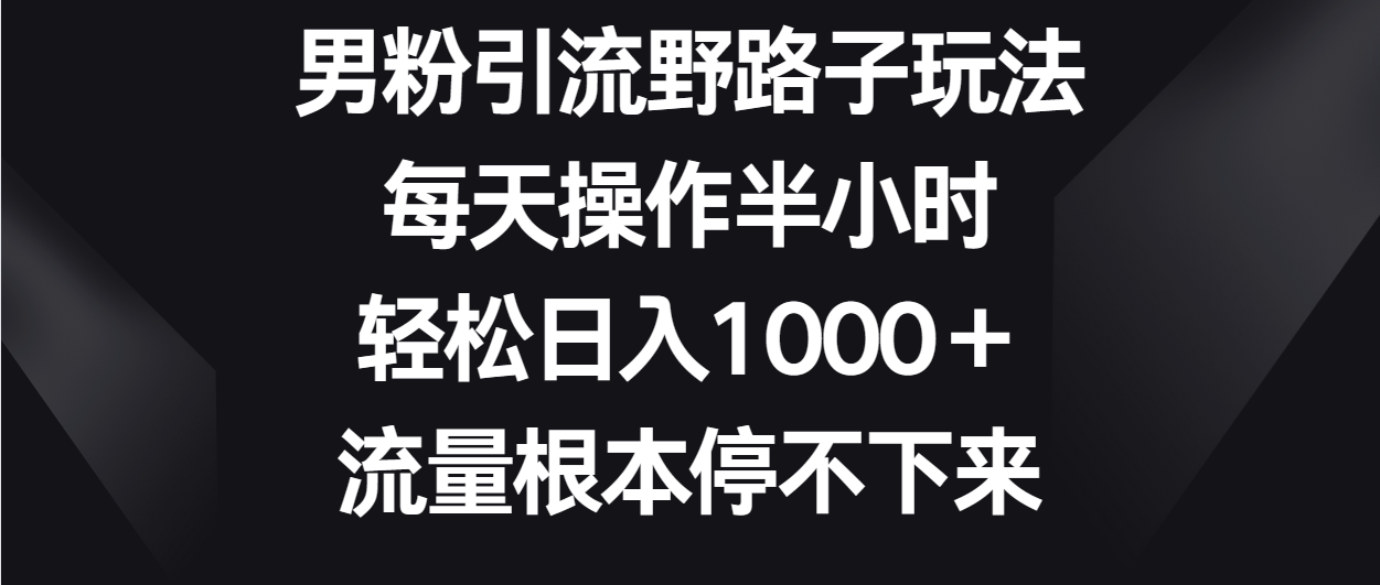 图片[1]-男粉引流野路子玩法，每天操作半小时轻松日入1000＋，流量根本停不下来-副业网