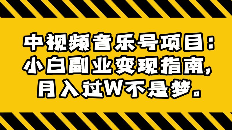 中视频音乐号项目：小白副业变现指南，月入过W不是梦。-副业网